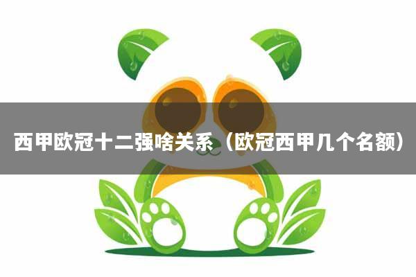 详细阅读:西甲欧冠十二强啥关系(欧冠西甲几个名额) 西甲欧冠十二强啥关系(欧冠西甲几个名额)